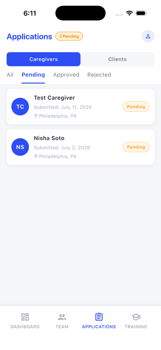Applications pipeline screen