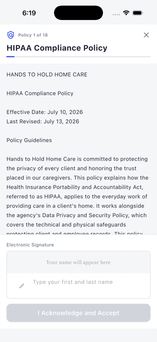 HIPAA compliance policy with electronic signature