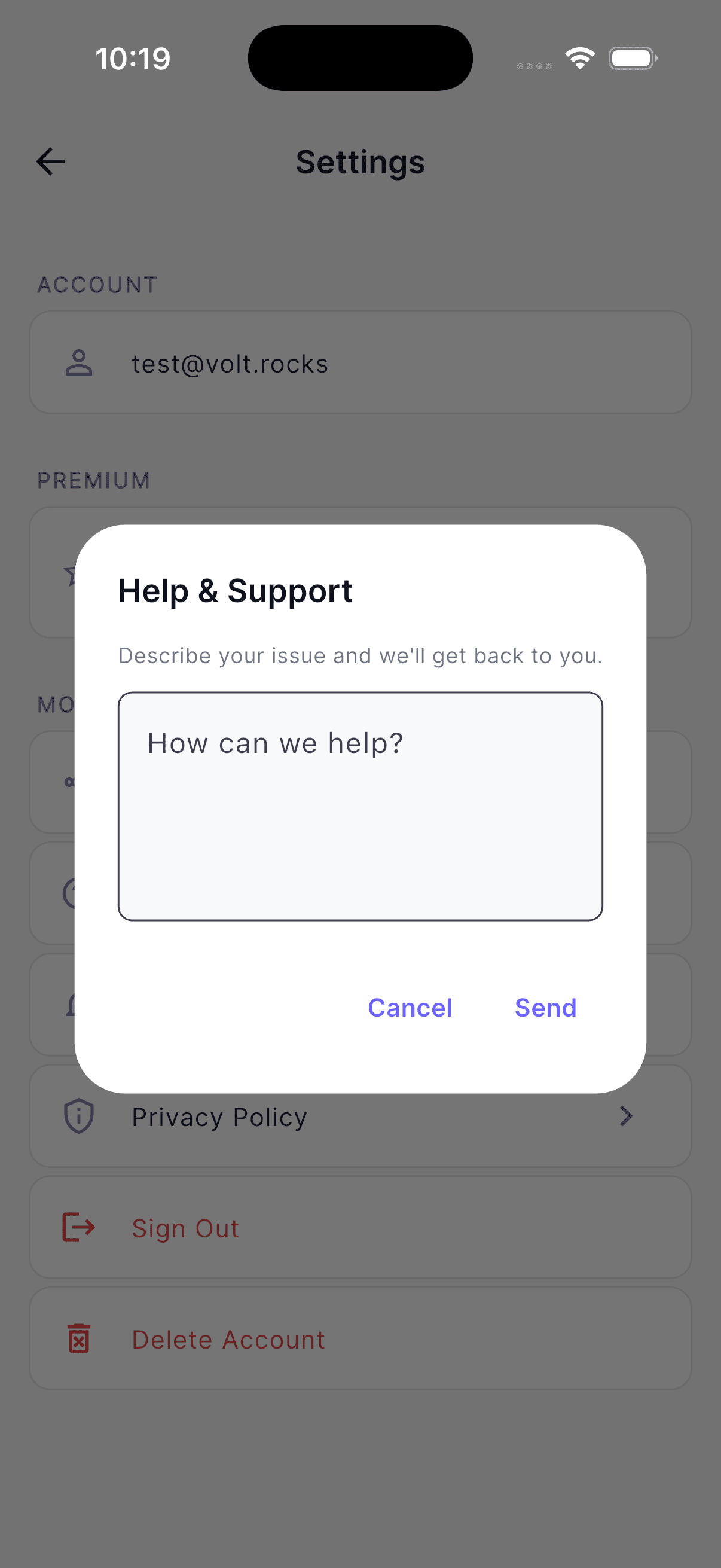 Voice Clip help and support dialog