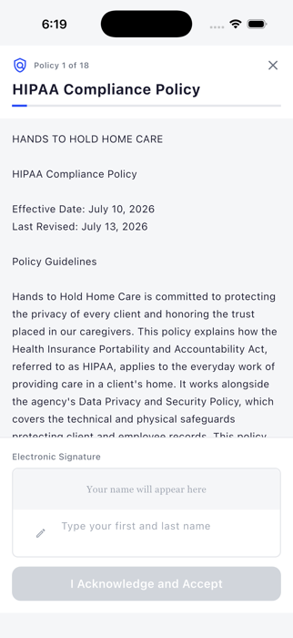 HIPAA compliance policy with e-signature