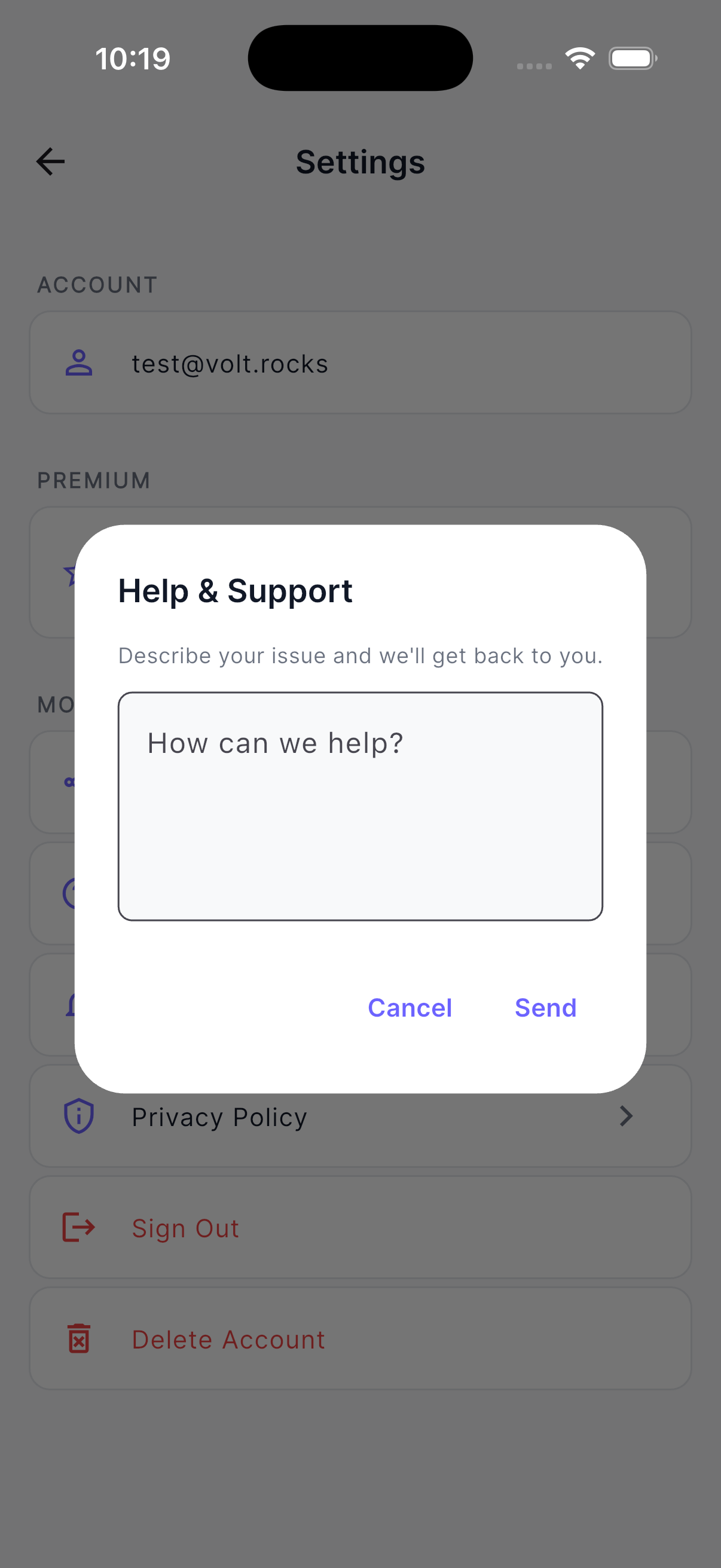Voice Clip help and support dialog